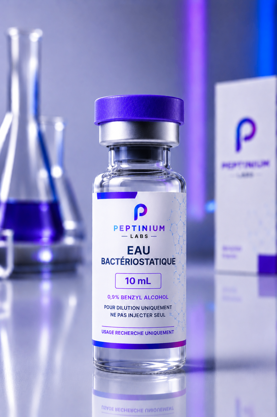 Flacon Eau bactériostatique — Research Use Only